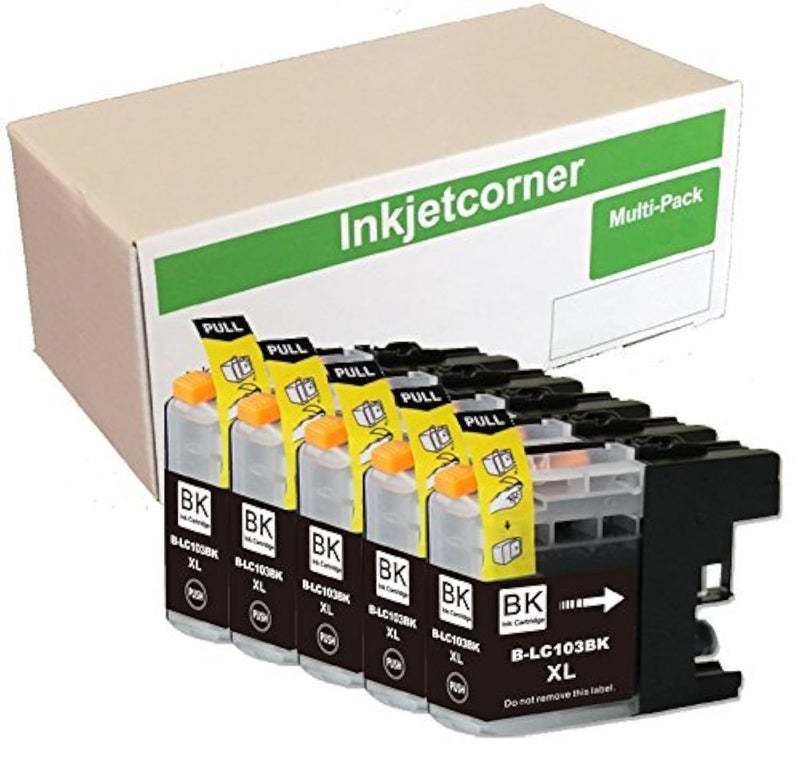 Inkjetcorner Compatible Ink Cartridges Replacement for LC103XL LC103 (Black, 5-Pack)